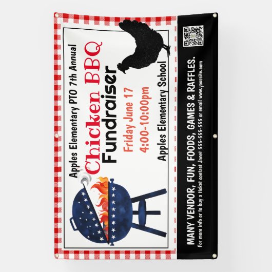 CHICKEN BBQ Fundraiser PTO PTA Kerk Banner (Verticaal)