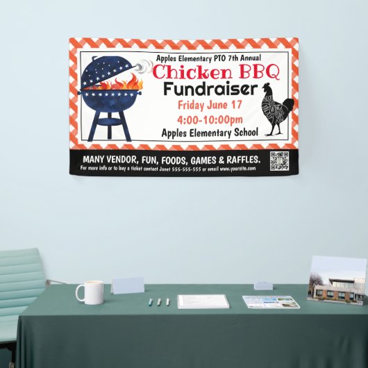 CHICKEN BBQ Fundraiser PTO PTA Kerk Banner (Beurs)