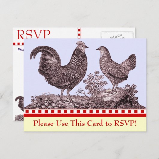  Chicken BBQ RSVP Response Kaart (Voorkant / Achterkant)