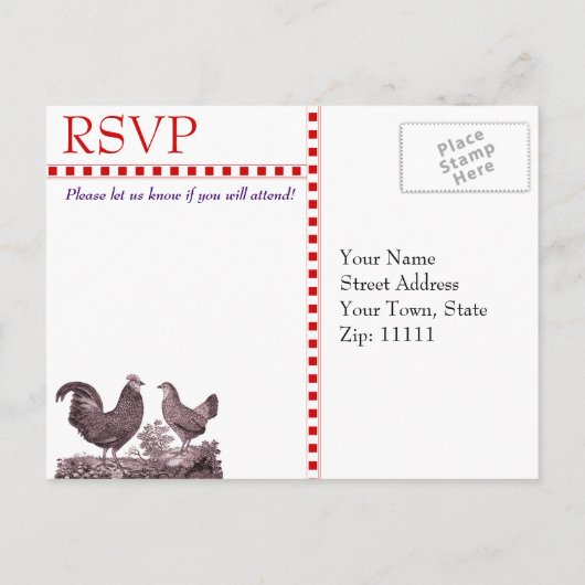  Chicken BBQ RSVP Response Kaart (Achterkant)