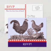 Chicken BBQ RSVP Response Kaart (Voorkant / Achterkant)
