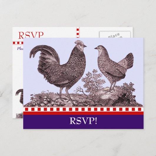 Chicken BBQ RSVP Response Kaart (Voorkant / Achterkant)