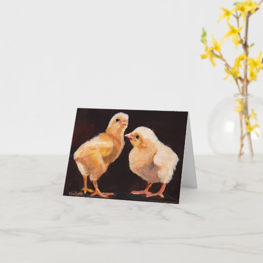 Chicken Bird Note Card Kaart (Gele Bloem)