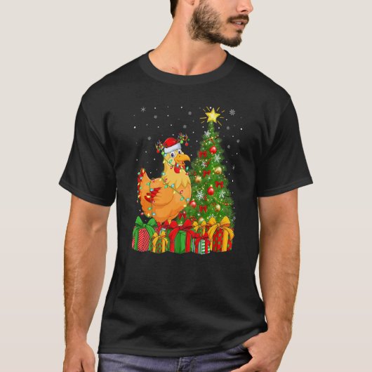 Chicken Bird  Xmas Holiday Santa Chicken Christmas T-shirt (Voorkant)