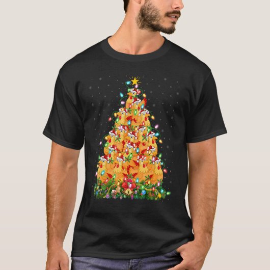 Chicken Bird  Xmas Lights Santa Chicken Christmas  T-shirt (Voorkant)