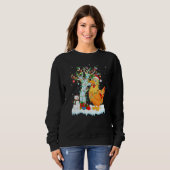 Chicken Bird Xmas Tree Lighting Santa Hat Chicken Trui (Voorkant volledig)