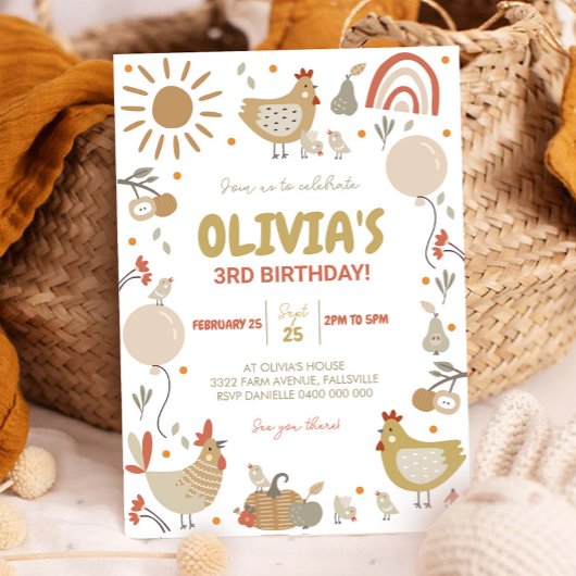 Chicken Birthday Invitation Herfst Party Nodig hen Kaart