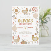 Chicken Birthday Invitation Herfst Party Nodig hen Kaart (Staand voorkant)