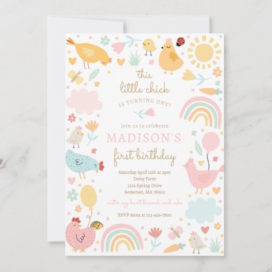 Chicken Birthday Little Chick Spring Boerderij Par Kaart (Voorkant)