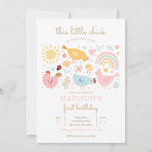 Chicken Birthday Little Chick Spring Boerderij Par Kaart (Voorkant)