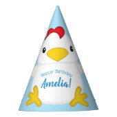 Chicken Birthday Party Blue Feesthoedjes (Voorkant)