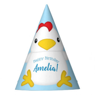 Chicken Birthday Party Blue Feesthoedjes