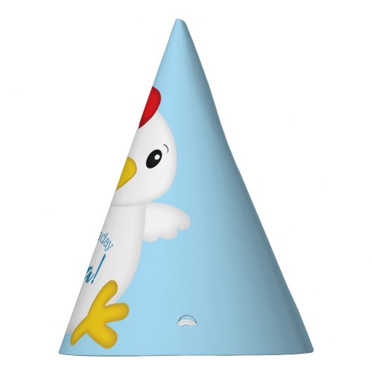 Chicken Birthday Party Blue Feesthoedjes (Rechts)