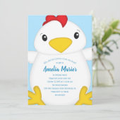 Chicken Birthday Party Blue Kaart (Staand voorkant)