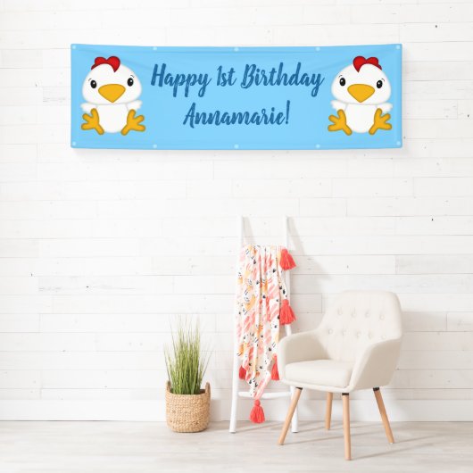 Chicken Birthday Party Blue Spandoek (Insitu)