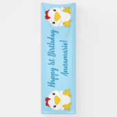 Chicken Birthday Party Blue Spandoek (Verticaal)