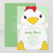 Chicken Birthday Party Green Kaart (Voorkant / Achterkant)