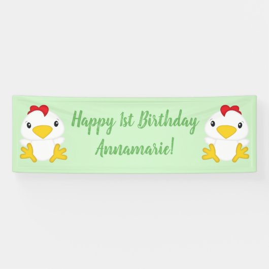 Chicken Birthday Party Green Spandoek (Horizontaal)