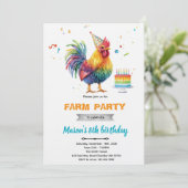 Chicken Birthday Party Invitation Kaart (Staand voorkant)