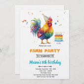 Chicken Birthday Party Invitation Kaart (Voorkant / Achterkant)