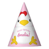 Chicken Birthday Party roze Feesthoedjes (Voorkant)