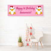 Chicken Birthday Party roze Spandoek (Insitu)