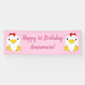 Chicken Birthday Party roze Spandoek (Horizontaal)