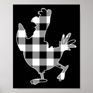 Chicken Black & Camp; Witte Buffalo Plaid Merry Ch Poster