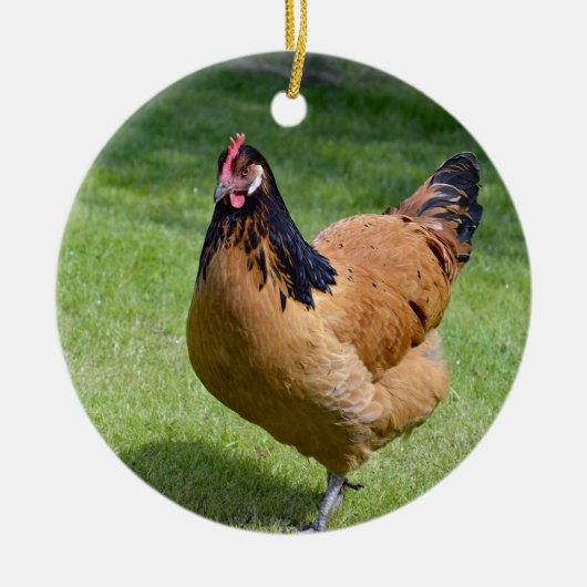 Chicken Black en Gold Vorwerk Photo Keramisch Ornament (Voorkant)