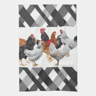 Chicken Black White Pset Kitchen Hand Towel Theedoek