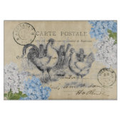 Chicken Blue Flower Briefkaart Snijplank (Voorkant)