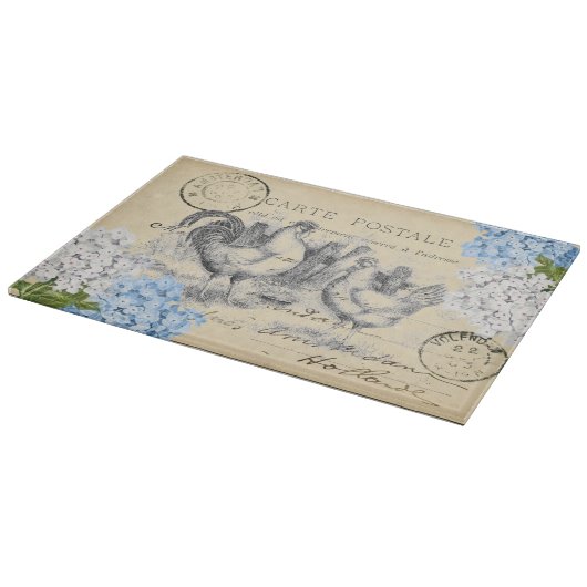 Chicken Blue Flower Briefkaart Snijplank (Hoek)
