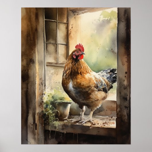 Chicken Boerderij Animal Art Print Poster (Voorkant)