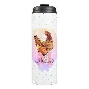 Chicken  Boerderij Animal Monogram Patroon Thermosbeker