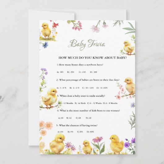 Chicken Boerderij Baby trivia Baby shower spel Kaa Kaart (Voorkant)