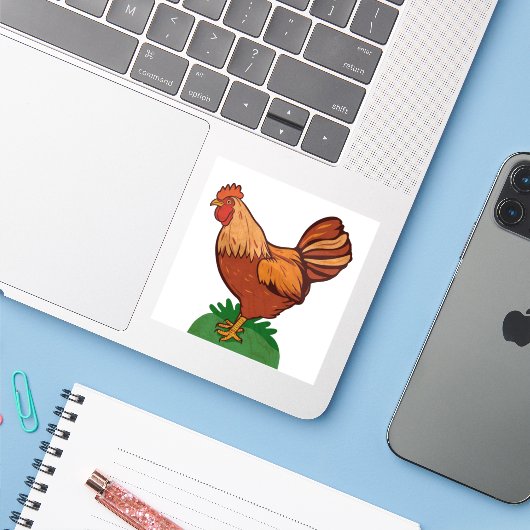 Chicken Boerderij Country Sticker (Laptop met iPhone)