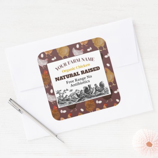 Chicken Boerderij Custom Label Sticker (Envelop)