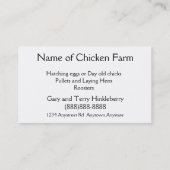 Chicken Boerderij Free Range Layer of Poultry Bird Visitekaartje (Achterkant)