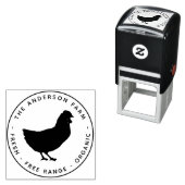Chicken Boerderij Hen Small Business Queena Ronde  Zelfinktende Stempel (In situ)