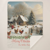  Chicken Boerderij Kerst Gepersonaliseerd Sherpa Deken (Voorkant)