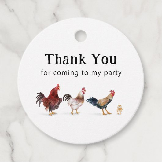 Chicken Boerderij Rooster Verjaardagsfeestje Bedankjes Labels (Voorkant)