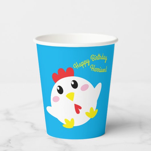 Chicken Boerderij verjaardagsfeestje Kinder Papieren Bekers (Achterkant)
