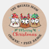  Chicken Boerderij Vrolijk kerstfeest Ronde Sticker (Voorkant)