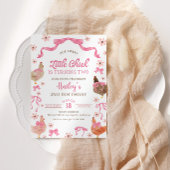 Chicken & Bow Birthday Invitation Kaart