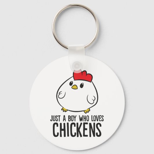 Chicken Boy Just a Boy Who Loves Chickens Sleutelhanger (Voorkant)