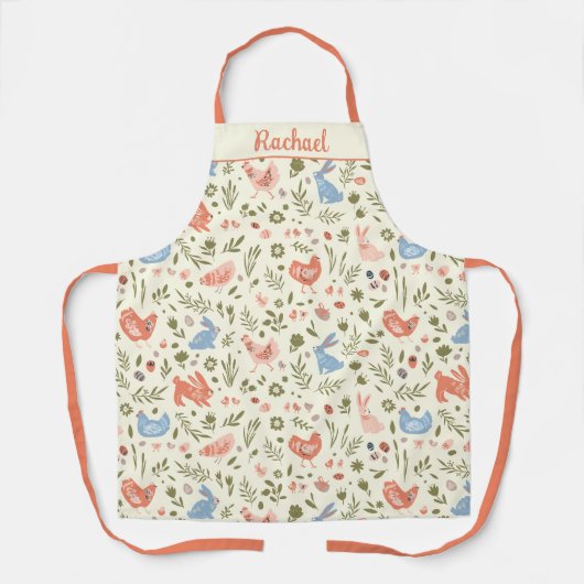 Chicken Bunny Rabbit Boerderij Easter Design Schort (Voorkant)