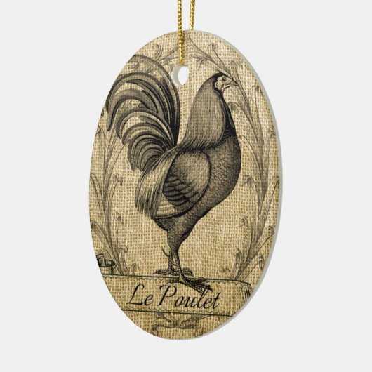 Chicken Burlap Keramisch Ornament (Links)