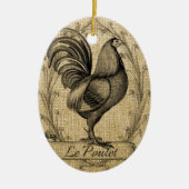  Chicken Burlap Keramisch Ornament (Voorkant)