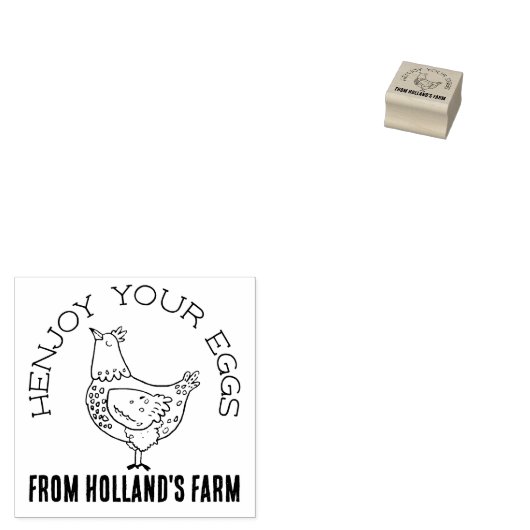 Chicken Business Funny Custom Egg Stamp Rubberstempel (Gestempeld)