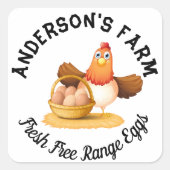 Chicken Business Funny Custom Family Boerderij Egg Vierkante Sticker (Voorkant)